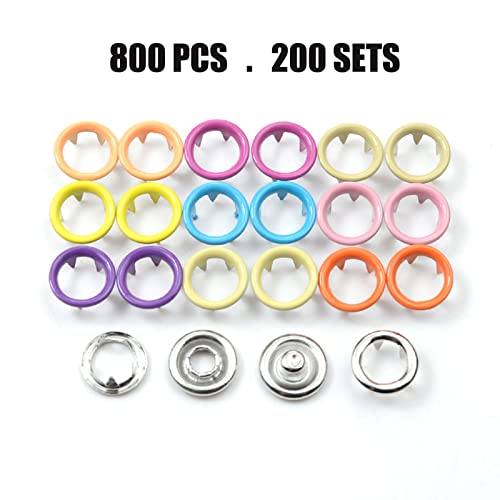 4Dj 800Pcs Snap Button Fasteners Kit For Sewing Clothes Crafting, Snaps Buttons Metal Grommet Tool Kit Eyelet Kit For Fabric (200 Sets, 10 Colors, 3/8 Inch) (Djww102) #TOP4