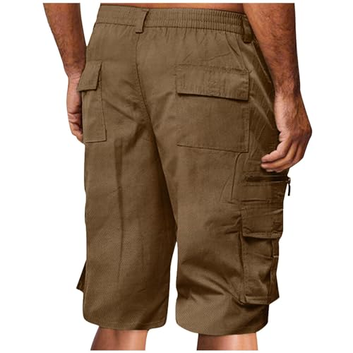 Image of Cargo Shorts for Men,Summer Casual Elastic Waist Big Tall Baggy Shorts Lightweight Hiking Short with Multi Pockets