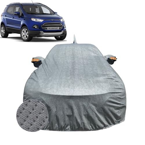 Image of Car Cover for Ford Ecosport (2013-2017) | 100% Waterproof Cover with Antenna & Reflective Mirror Pockets | Dustproof, Scratchproof, Heatproof Ecosport Car Cover |Soft Cotton Lining| Grey