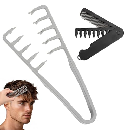 Texture Comb 2PCS Volumizing Wide-Tooth for Curls Hair Textured Styling Magic Comb Men Boys Wave Texturing Volume Curling Combs Bangs Seam Grooming Accessory for Women Style