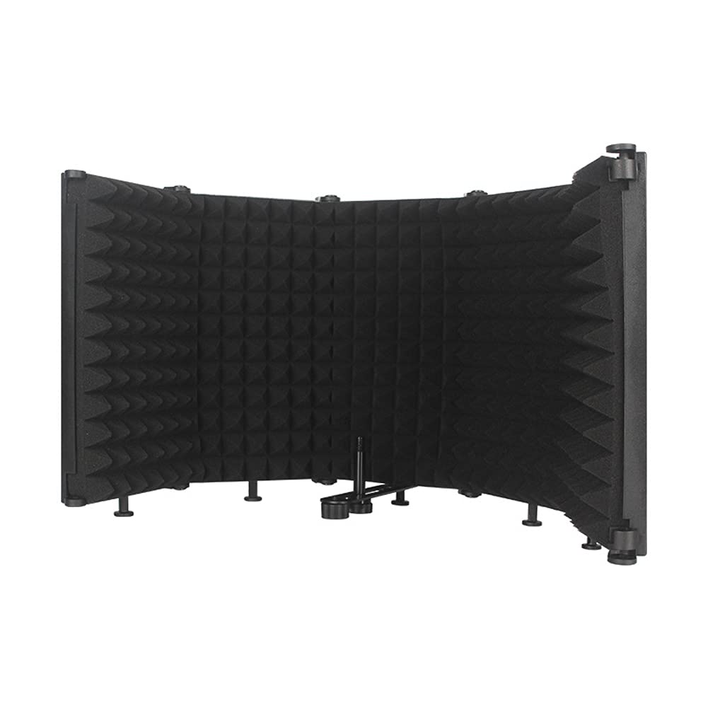 GoolRC Microphone Wind Screen, Foldable Adjustable Sound Absorbing Vocal Recording Panel Portable Acoustic Isolation Microphone Shield Sound-proof Plate