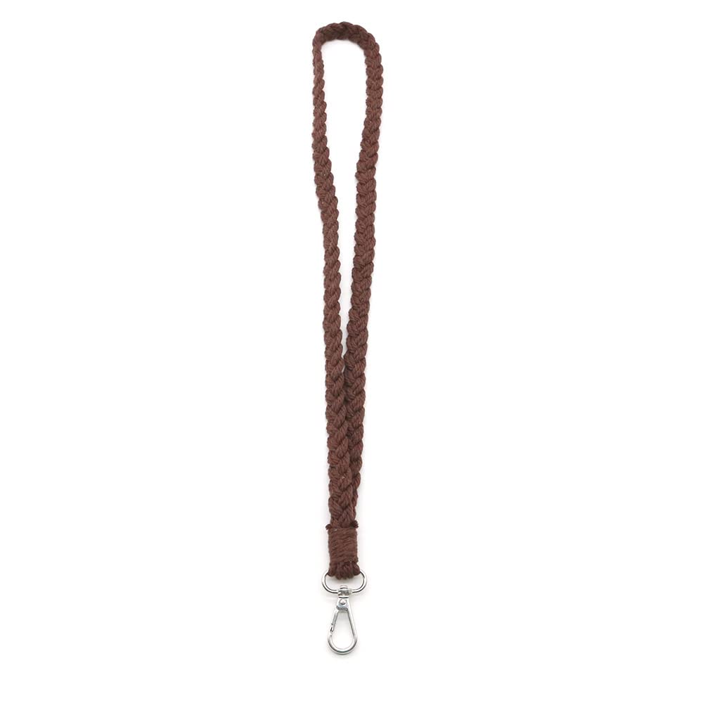 Huliyhus Boho Macrame Keychain Neck Lanyard Wristlet Keychain Long Wrist Lanyard Strap Badge Lanyard for ID Badges Key Wallet, Coffee, One size