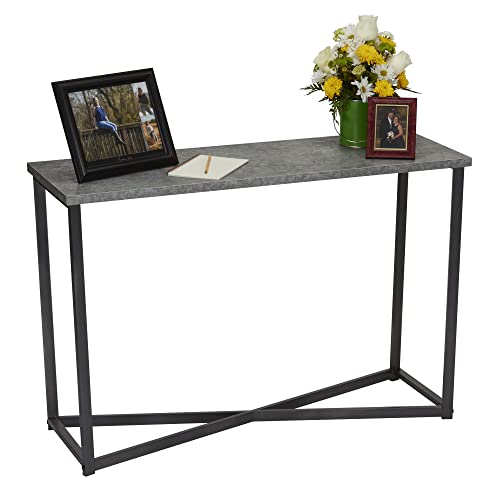 Household Essentials 8091-1 Jamestown Console Sofa Table Rustic Slate Concrete And Black Metal thumb #5