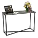 Household Essentials Jamestown Console Sofa Table Rustic Slate Concrete and Black Metal