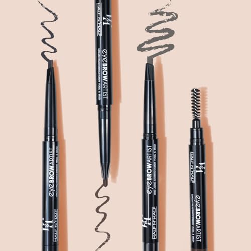 Image of Half N Half Eye Brow Artist Long Lasting Automatic Eyebrow Pencil & Brush | Sleek spoolie brush | Long-Lasting & Natural looking results | retractable pencil easy to use | Perfect arch - Brown