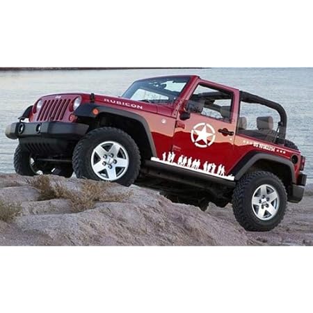 Amazon 車体ドアフードステッカーバンドブラザーズのオフロードビニールステッカーu S Armyファイブスター車のデカール用ジープラングラー コンパス White 9pcs ステッカー デカール 車 バイク