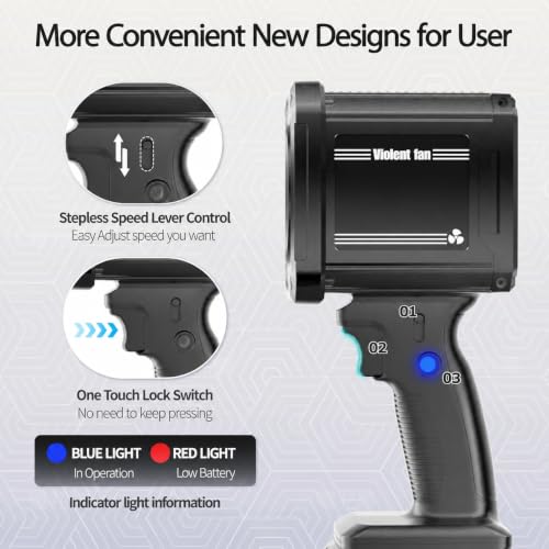 Image of Leaf Blower Cordless with 2x4.0 Ah Battery and Charger[Battery with Outdoor LED Light+Stepless Speed Control] 21V 180MPH Handheld Electric Leaf Blower for Patio & Garden Dust Leaves Cleaning (ブラック)