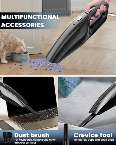 SERVOMASTER Handheld Vacuum Cleaner Cordless, Mini Vacuum Cleaner Rechargeable, 120W High Power Vacuum Cleaner with Extra HEPA Filter, Portable Vacuum Cleaner for Car Home Cleaning - 3