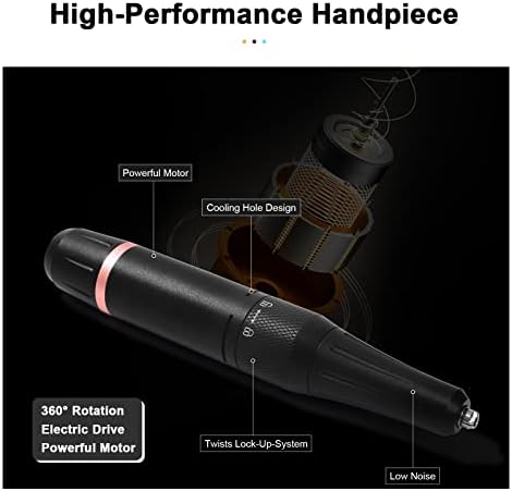 BNG Efile Nail Drill Professional Acrylic Electric Nail File Manicure Set Machine 35000 RPM for Gel Polish Nail, HD Digital Display Salon Pedicure Set & 2pcs Nail Drill Bits, Low Noise & Vibration