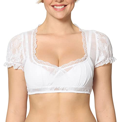 Masrin Damen Dirndlbluse Spitze Trachten Dirndlbluse Kurzarm Oktoberfest...