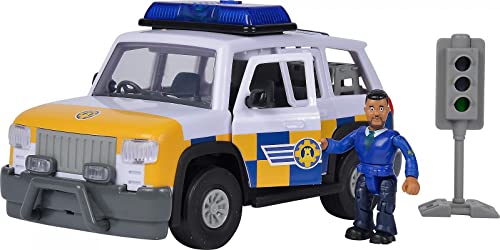 Simba 109251096 - Feuerwehrmann Sam Polizei Auto 4x4 mit Malcom Figur, Mit...