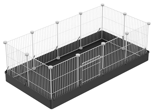 PILIN Recinto per piccoli animali, recinto per animali domestici con porta, gabbie per porcellini d'India, recinto in filo metallico portatile per interni ed esterni 43x32 12pz