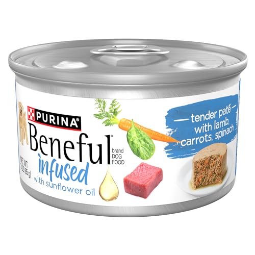 Purina Beneful Infused Moist Canine Meals Pate with Actual Lamb, Carrots and Spinach, with Sunflower Oil – (Pack of 12) 3 oz. Cans Purina Beneful Infused Moist Canine Meals Pate with Actual Lamb, Carrots and Spinach, with Sunflower Oil – (Pack of 12) 3 oz. Cans