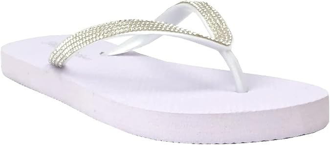 REDVOLUTION Girls' Rhinestone Sandals Platform T-Strap Jewel Sandals Beach Flip Flop