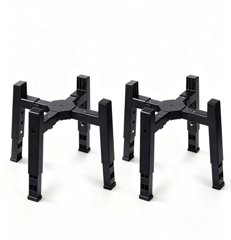Marchul 2 Pack Elevated Dog Bowl Stand with Adjustable Height and Width, Raised Feeder for Medium and Large Dogs, Anti-Slip Base, Grey