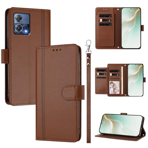 �X�}�z�P�[�X �Ή��@�� for Motorola Edge 30 Fusion / S30 Pro 5G �X�}�z�P�[�X�y�E�H���b�g�f�U�C�� �f���A���J�[�h�X���b�g �L���b�V�� �t���b�v���X�^���h �����h�~�zBrown