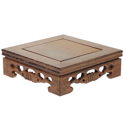 Abaodam Base per Vaso di Fiori in Legno di Piuma di Pollo, Piedistallo Espositivo Rettangolare 12 Cm, Portavasi Stabile per Uso Domestico e Decorazione Giardino