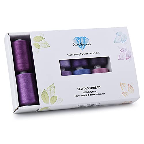 Simthread All Purposes Sewing Thread, 10 Spool 1000 Yards Polyester Thread For Sewing, Handy Polyester Sewing Threads For Sewing Machine - (Purple Series) #TOP5