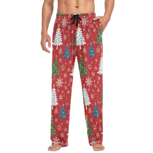 Christmas Pajama Pants for Men Christmas Tree White Snowflakes Pajama Bottoms Lounge Pants4