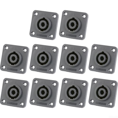 YUANGANG Lot de 10 prises audio 4 cœurs XLR à quatre cœurs Grand carré NL4 Connecteur de montage sur panneau avec plaque métallique pour systèmes de haut-parleurs