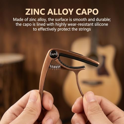 Image of HASTHIP Guitar Capo for Acoustic and Electric Guitar, Alloy Guitar Capo with Silicone Protective Pad for Ukulele, Electric And Acoustic Guitars, Guitar Accessory