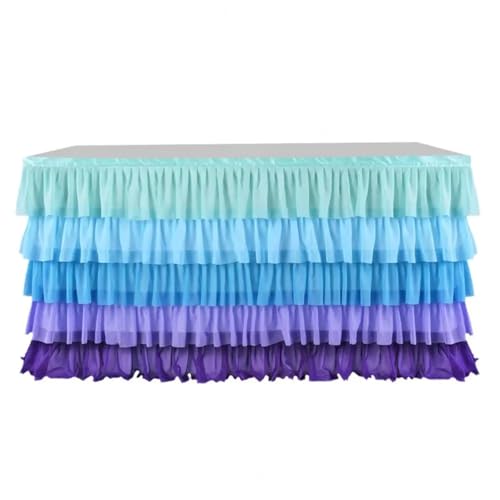 Jupe de table en mousseline de soie bleu violet pour décoration de mariage et fête