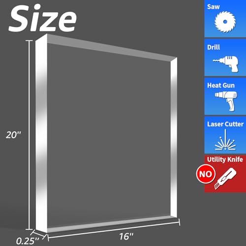 Image of Art3d 2-Pack of 16 x 20 inch PET /Plexiglass Sheets, 1 /4 inch Thick Clear PET Sheets for Art Design, Craft Projects, Signs, DIY in Home, Wedding, Festival, Party, Office
