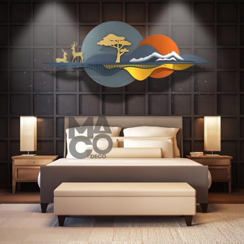 Image of MACODECO Elegant Home Decor Deer wall decor - Wall Decor Items for Living Room, Sophisticated Home Decoration Items for Living Room - Enhance Your Space with Stylish Wall Art