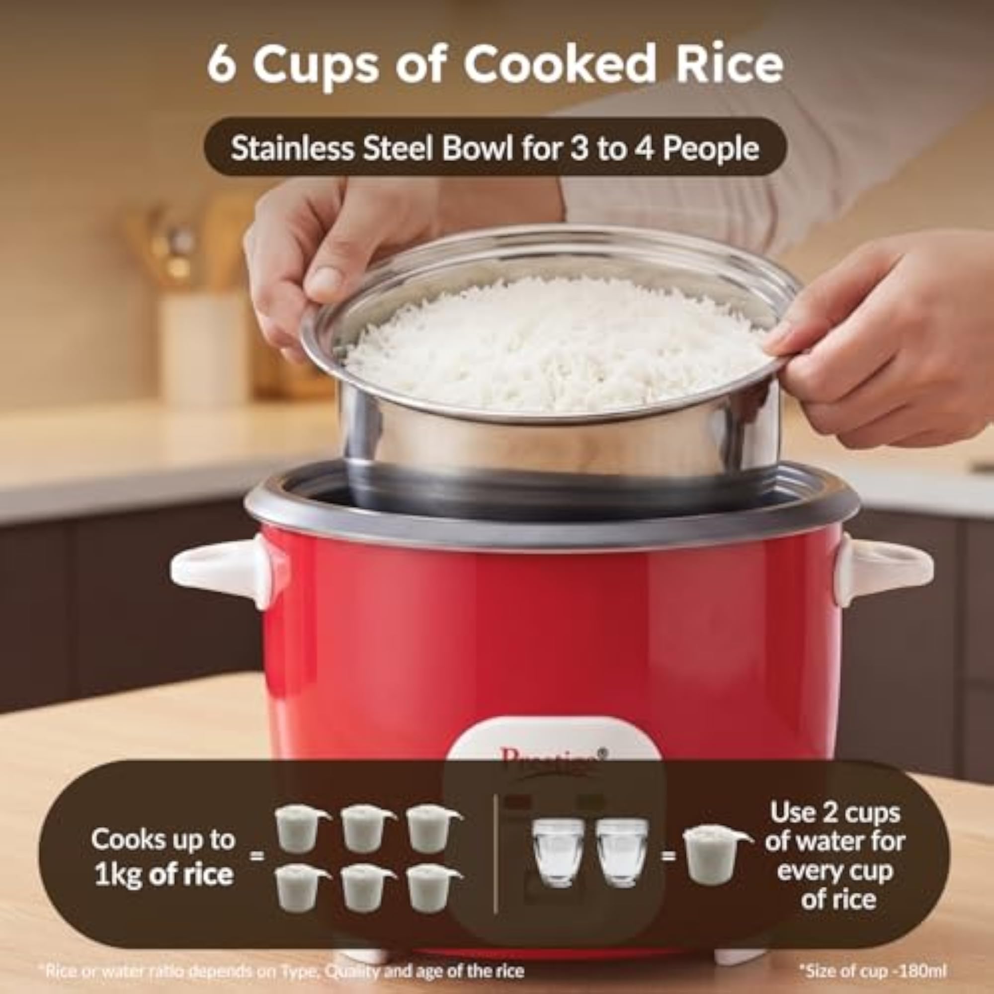 Delight Cute Electric Rice Cooker, Silky Red, 1.8L