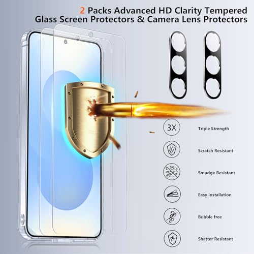 SPIDERCASE Designed for Samsung Galaxy S25 Plus Case, [10 FT Military Grade Drop Protection],2 Pack [Tempered Glass Screen Protector+Camera Lens Protector] Heavy Duty Shockproof Case,Clear by SPIDERCASE - Used condition - Image 4