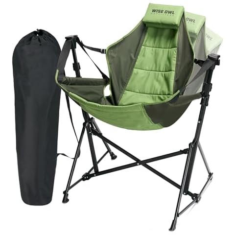 Wise Owl Outfitters Ultimate Comfort Camping Hammock Chair - Adjustable Height, Backrest, and Padded Seat - Perfect for Short & Tall Adventurers - Green Cover