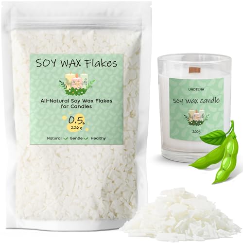 UNOTENA Soy Wax Flakes for Candle Making, Natural Candle Wax, Farm-Sourced, No Additives, Safe and Pure, 0.5LB