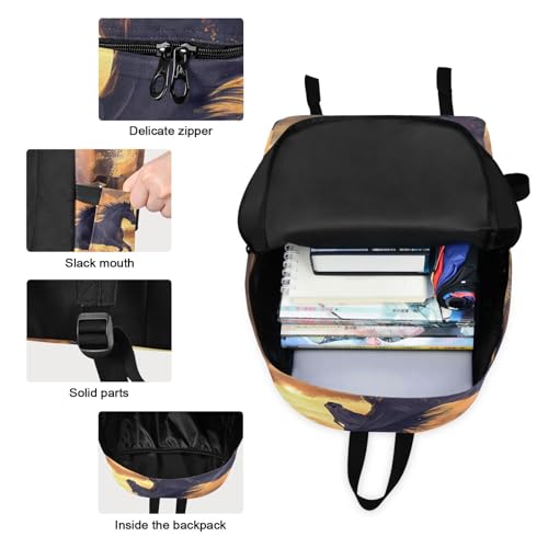 Horse in Lake Print Backpack Set with Lunch Bag, Large Capacity Travel Backpacks and Lunch Box Insulated for Commute Hiking Picnic3