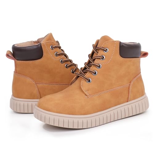 Tobfis Kids Zipper Ankle Boots Kids Sneaker with Boot-Like High Top Design for Boys & Girls(Toddler/Little Kid/Big Kid), Tan PU, 1 M US by Tobfis - Used condition - Image 4