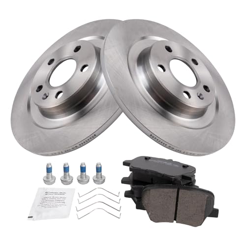 Image of TRQ Rear Brake Pad and Rotor Set Ceramic Vented Rotors 302mm Compatible with 2019-2022 Volvo XC40
