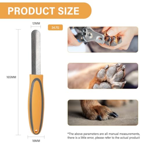 JUGUTA Premium-Nagel-Schleifstein Für Haustiere: Edelstahl-Krallenfeile, Für Eine Glatte Nagelkontur, Universell Für Katzen Und Hund(Orange)