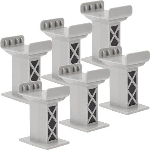 jojofuny 6pcs High-Level Blocks Track, Train Bridge Supports, High-Level Blocks Train, Multi-Level Support Risers Railroad Track Train Track Connectors Compatible All Major Train Brands
