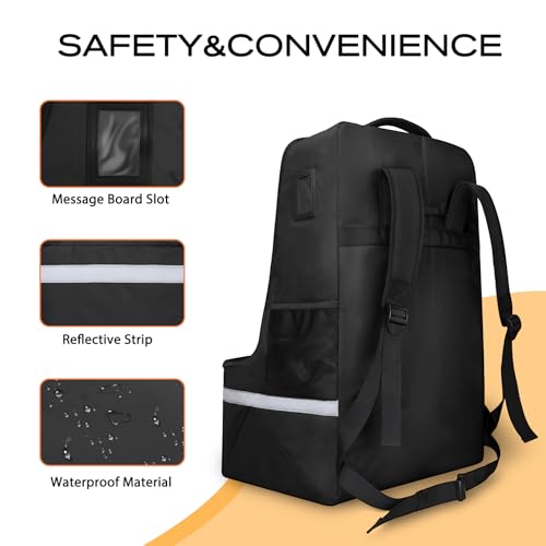 laripop car seat travel bag for airplaneinfant seat travel bag with shoulder strappadded car seats backpack with reflective stripeslarge carseat carrier bag travel car seat cover black