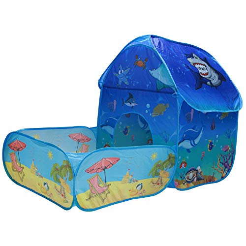 Vokodo Kids Pop Up Tent With Play Pen Area Beach Marine Animal Theme Folding Indoor Outdoor Playhouse Tunnel Pretend Imagination Creative Learning Toy Gift For Preschool Children Boys Girls Toddlers #TOP5
