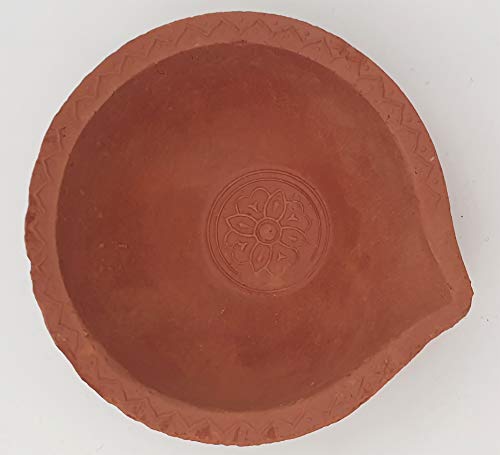 Large Round Flower Design insideTraditional Clay Diva/Diya Hand Crafted Without Wax (1) - Image 2