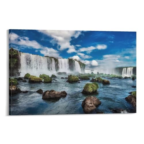イグアスの滝【お風呂ポスター】 壁飾り バスルーム 寝室装飾 油彩画 ウォールアート 素晴らしいギフト12x18inch(30x45cm)