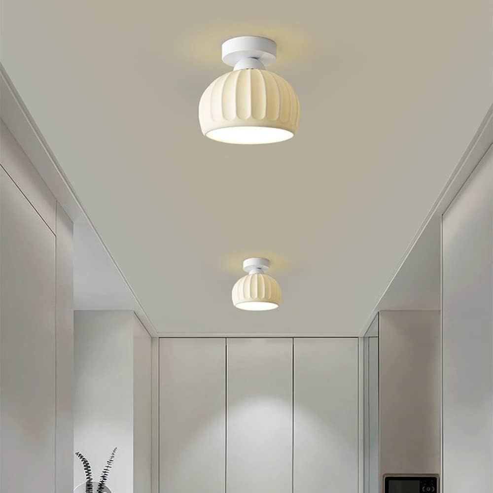 Japanese Style Ceramic Ceiling Light, Semi Flush Mount Minimalist Ceiling Lamp Close to Ceiling Light Fixtures for Balcony Hallway Cloakroom Kitchen Hallway Homestay Porch(Gold)
