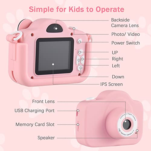 Mini câmera digital infantil 1080p câmera de vídeo digital para crianças lente dupla tela ips de 2,0