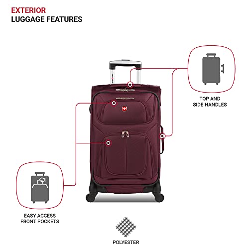 Swissgear Sion Softside Expandable Luggage, Merlot, 3 Piece Set (21/25/27) #TOP2