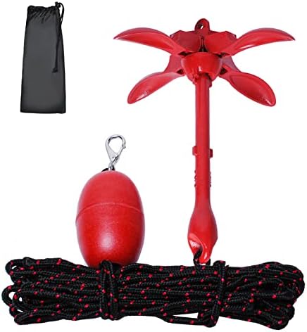 Kayak Anchor Kits Portable Folding Anchor Buoy Kit Canoe Kayak Raft Boat Sailboat Fishing 3.5 lbs Marine Rope Complete Folding Grapnel Anchor Kit for Small Boats, Kayaks Jet Ski etc