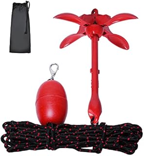 Kayak Anchor Kits Portable Folding Anchor Buoy Kit Canoe Kayak Raft Boat Sailboat Fishing 3.5 lbs Marine Rope Complete Folding Grapnel Anchor Kit for Small Boats, Kayaks Jet Ski etc