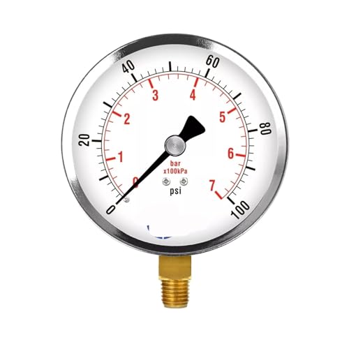 Manomètre 4" latéral inférieur en acier chromé solide pour mesure 100 PSI