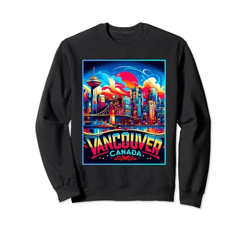Vancouver Canadá Souvenir Familia Viaje 80s Retro City Skyline Sudadera