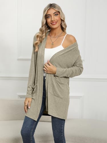 Image of DB MOON Womens Long Cardigan 2026 Fall Lightweight Long Sleeve Open Front Sweater with Pockets