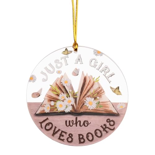 Book Lover Ornaments for Christmas Tree Hanging Ornament for Reading Tree Librarian Book Club Themed Gifts for Girls Women Reading Lovers Ornament for Readers Xmas Book Tree Ornament Decorations